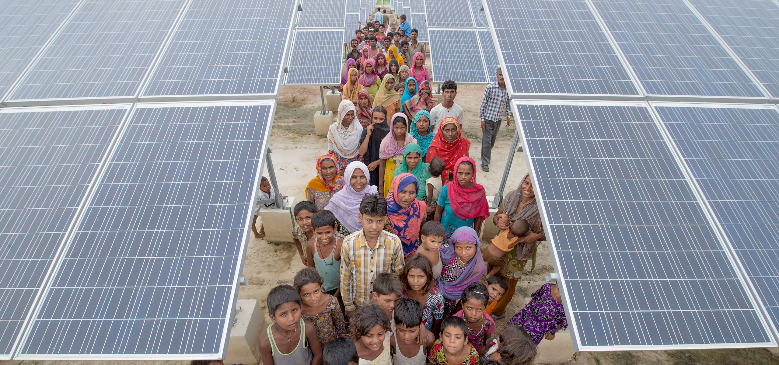 Solar panels with children